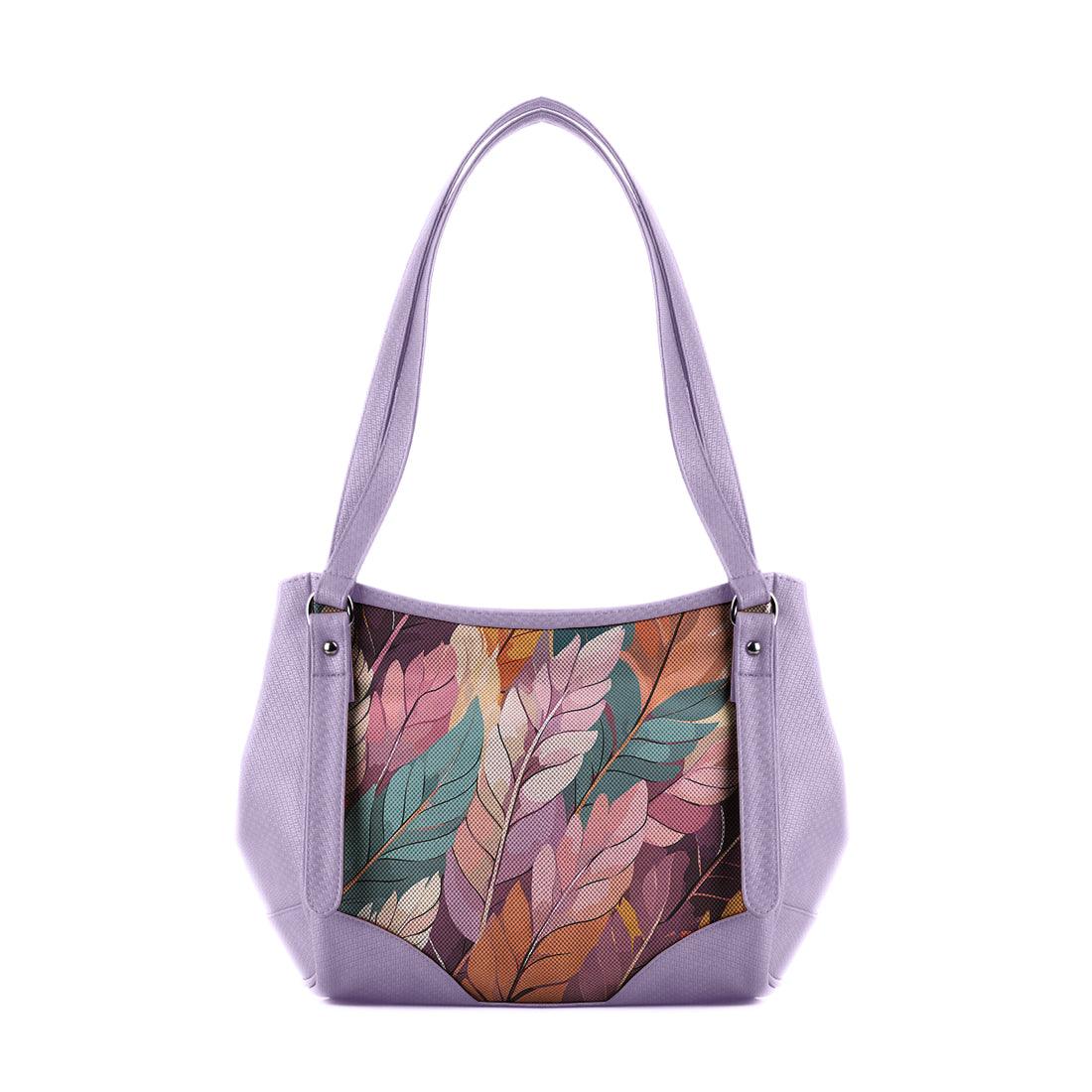 Lavender Leather Tote Bag mixed leaves - CANVAEGYPT