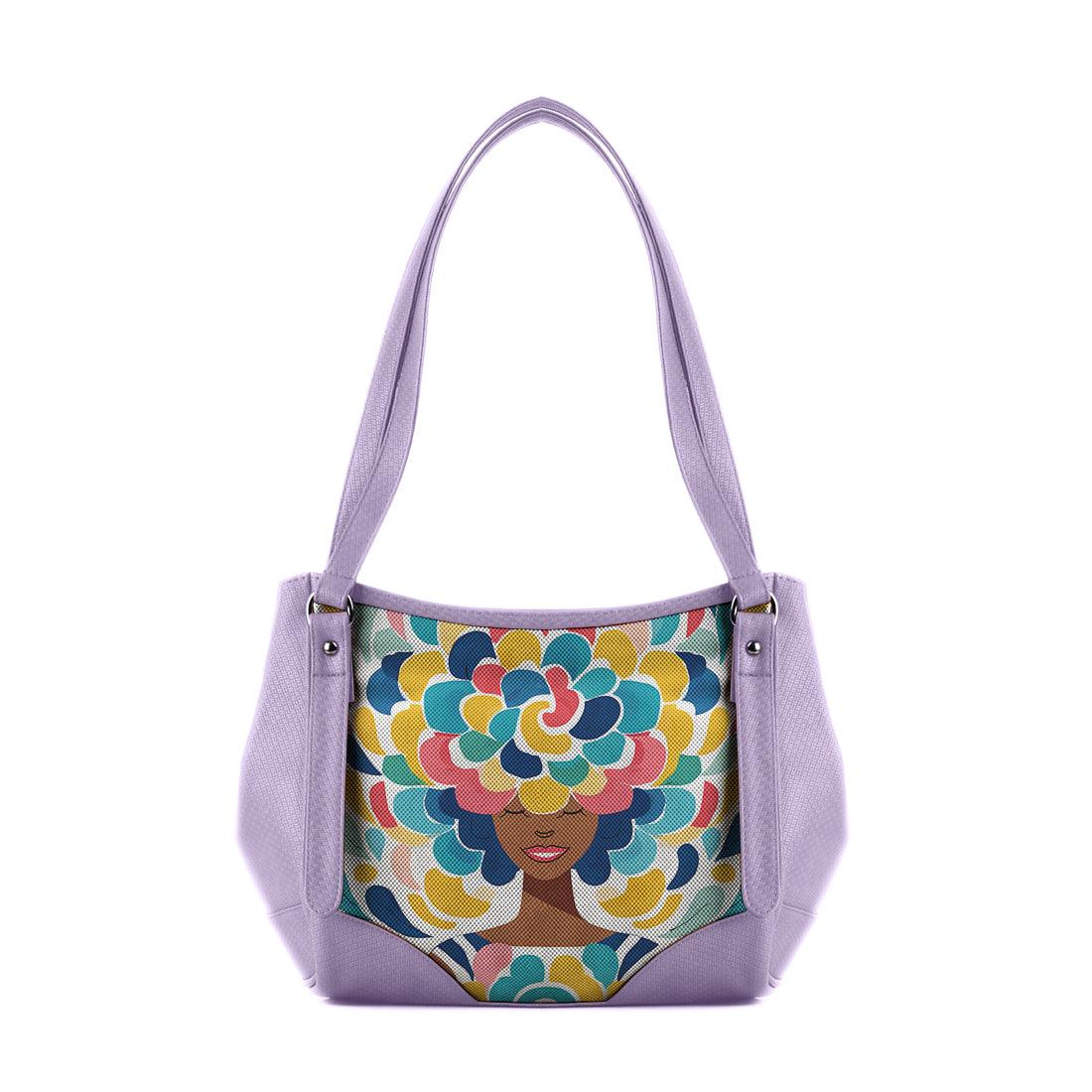 Lavender Leather Tote Bag pretty lady - CANVAEGYPT
