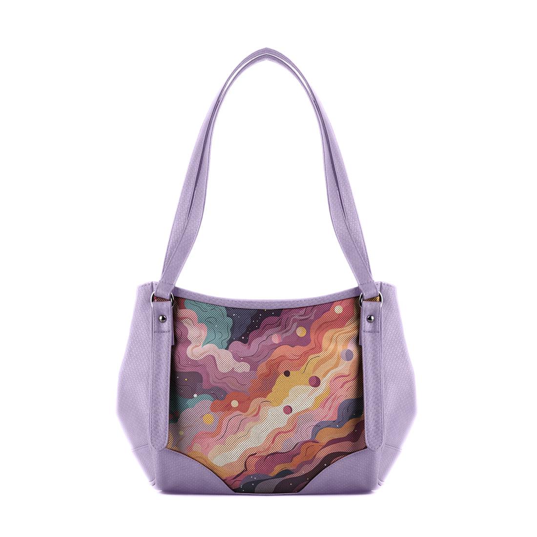 Lavender Leather Tote Bag wavy sky - CANVAEGYPT