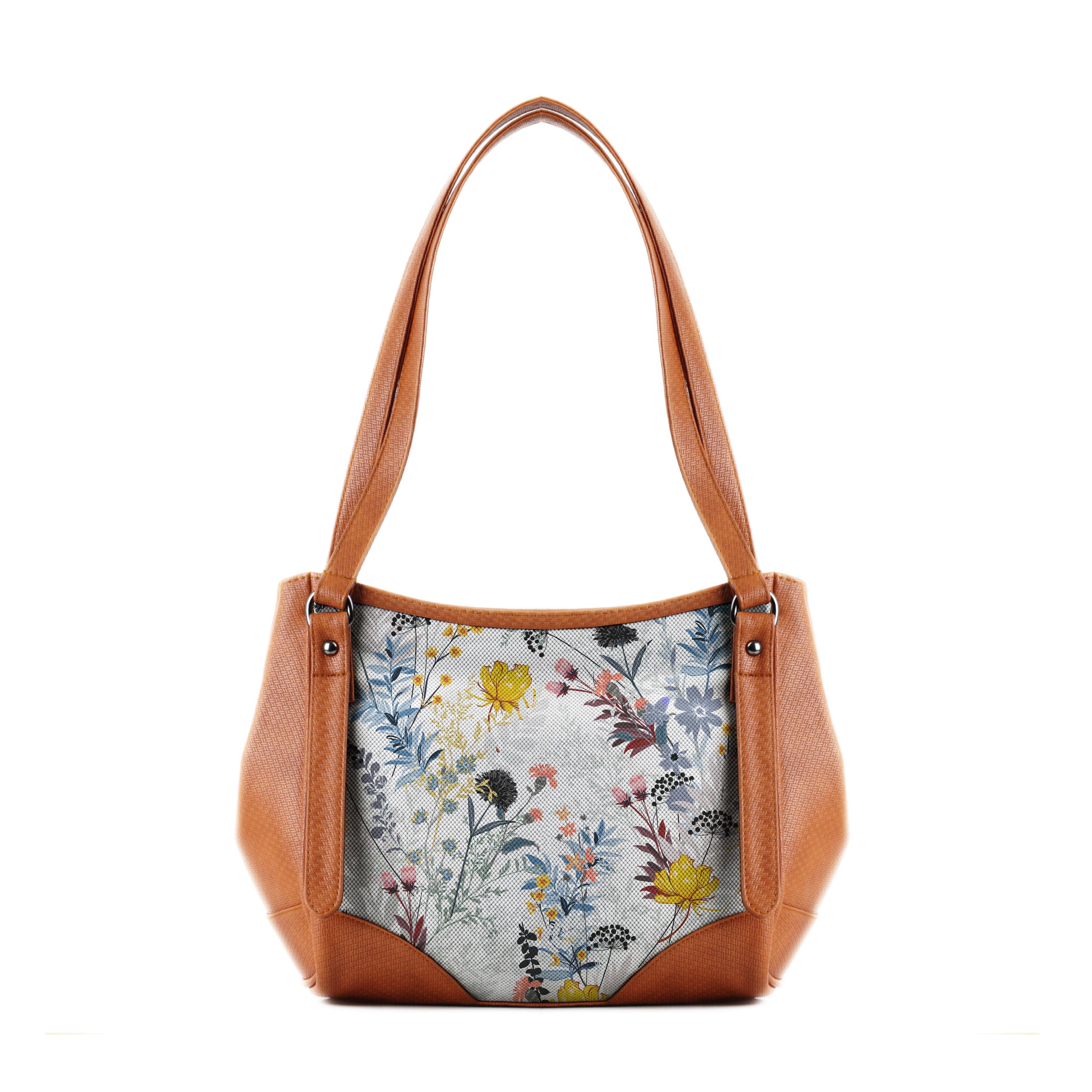 Leather Tote Bag Floary - CANVAEGYPT