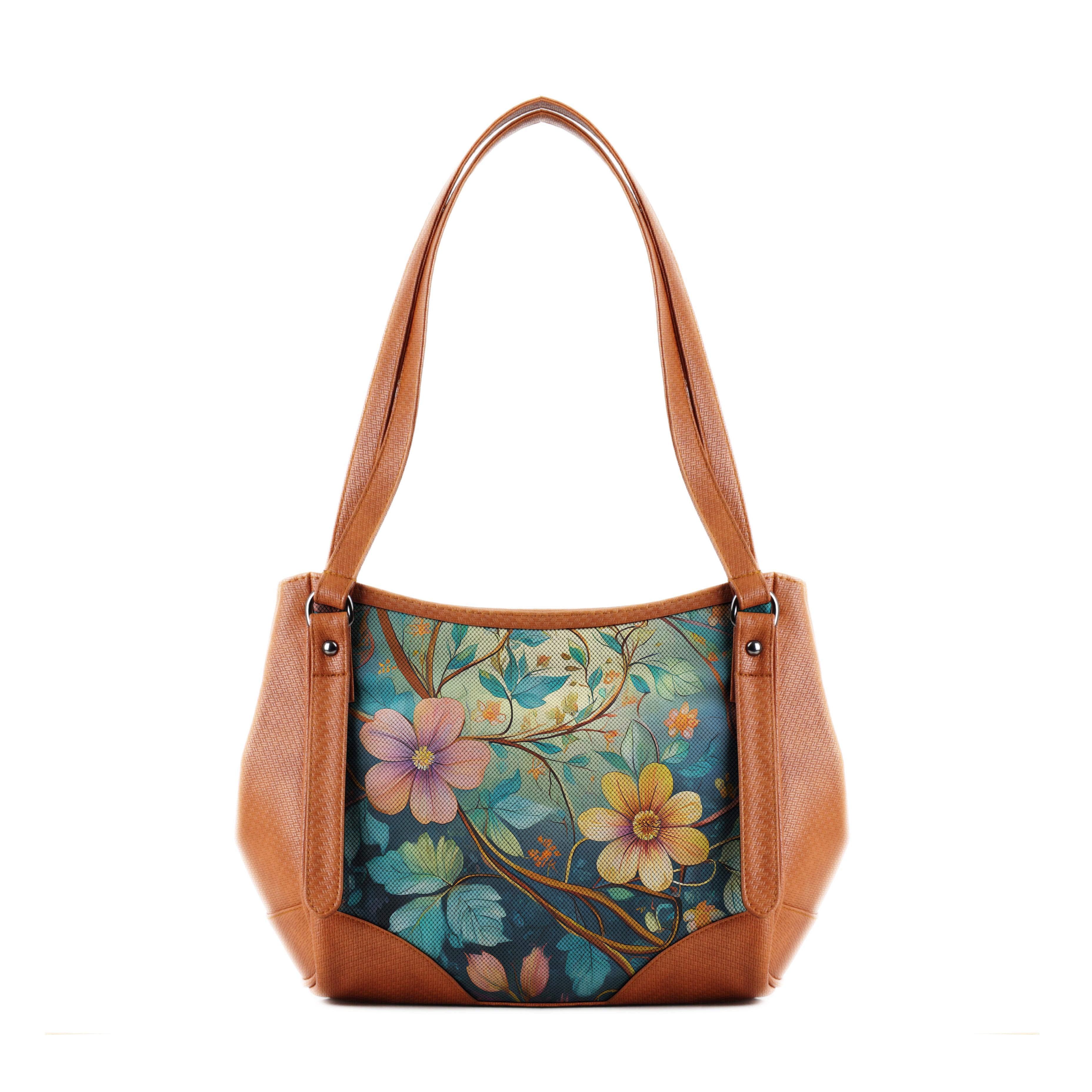 Leather Tote Bag flower - CANVAEGYPT