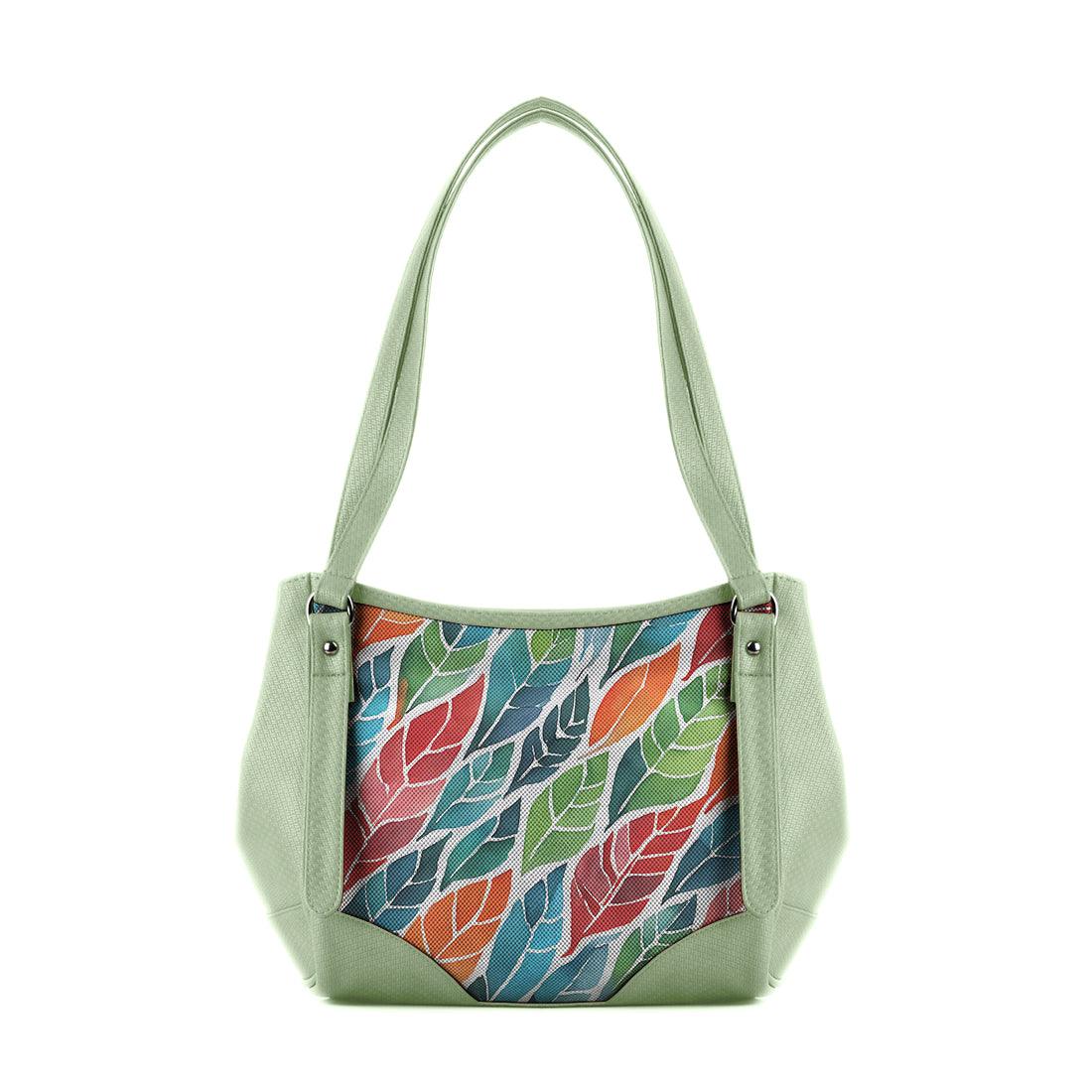 Mint Green Leather Tote Bag bright leaf - CANVAEGYPT