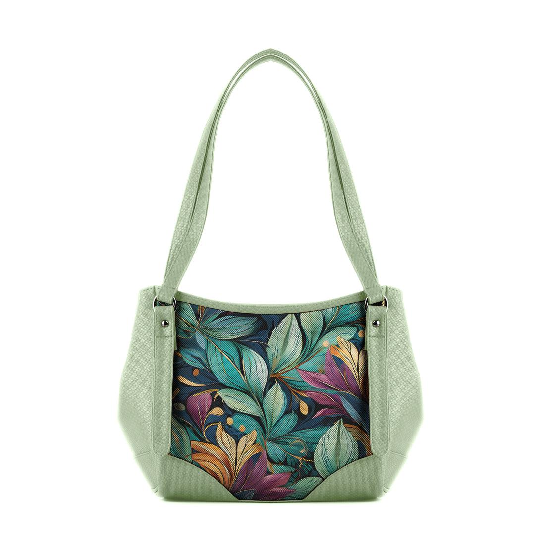 Mint Green Leather Tote Bag leaf - CANVAEGYPT