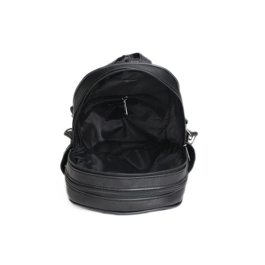 Black Mixed Backpack Solid Black - 5
