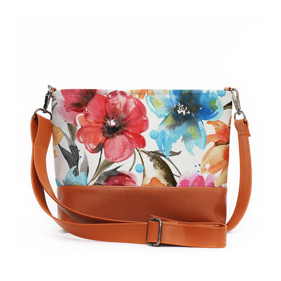 Mixed Crossbody Bags White Floral - CANVAEGYPT