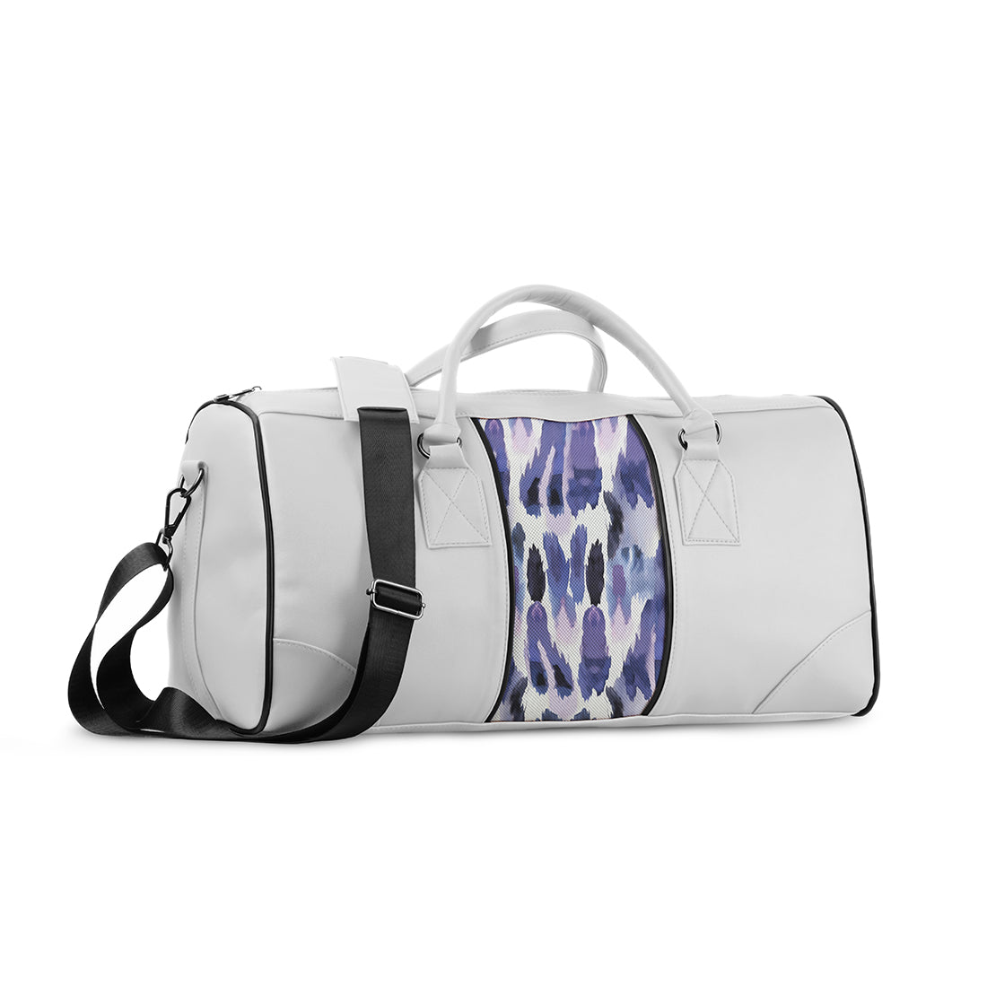 White Mixed Duffel Bag Lavender Brush Strokes