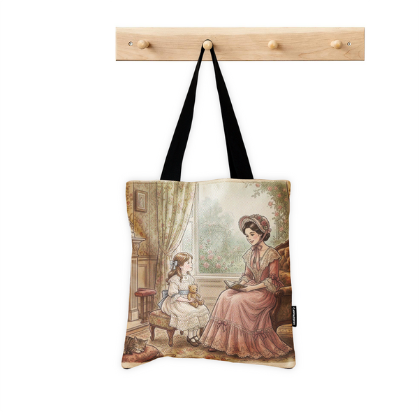 Tote Bag – Mother and Daughter Vintage Cottagecore Art - 1