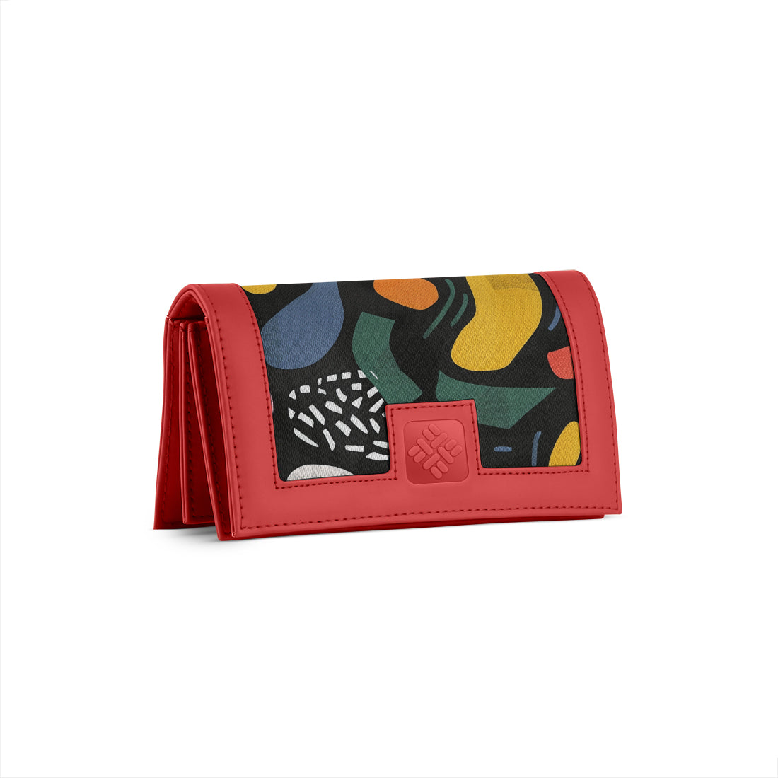 Red Sleek Elegance Fold Wallet Featuring Bold Geometric Pops