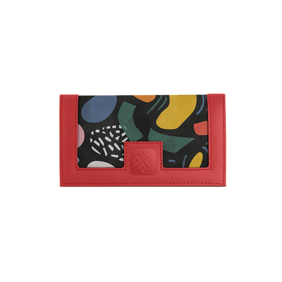 Red Sleek Elegance Fold Wallet Featuring Bold Geometric Pops