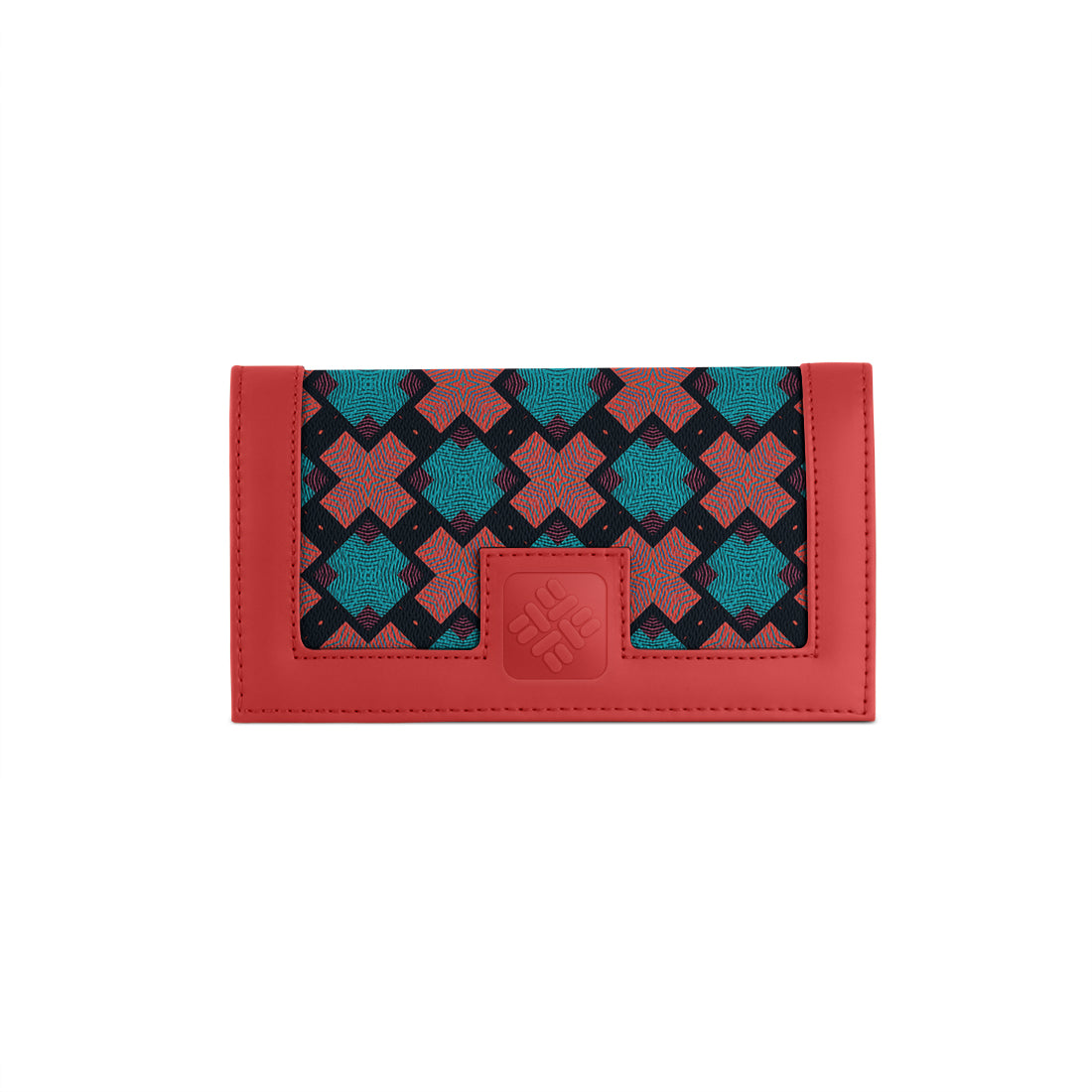 Red Sleek Elegance Fold Wallet  Featuring Vibrant Star Tile Motif