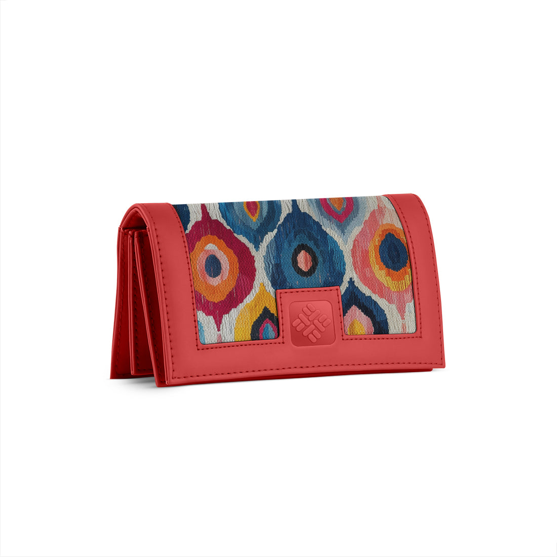 Red Sleek Elegance Fold Wallet Vibrant Abstract Ikat Pattern