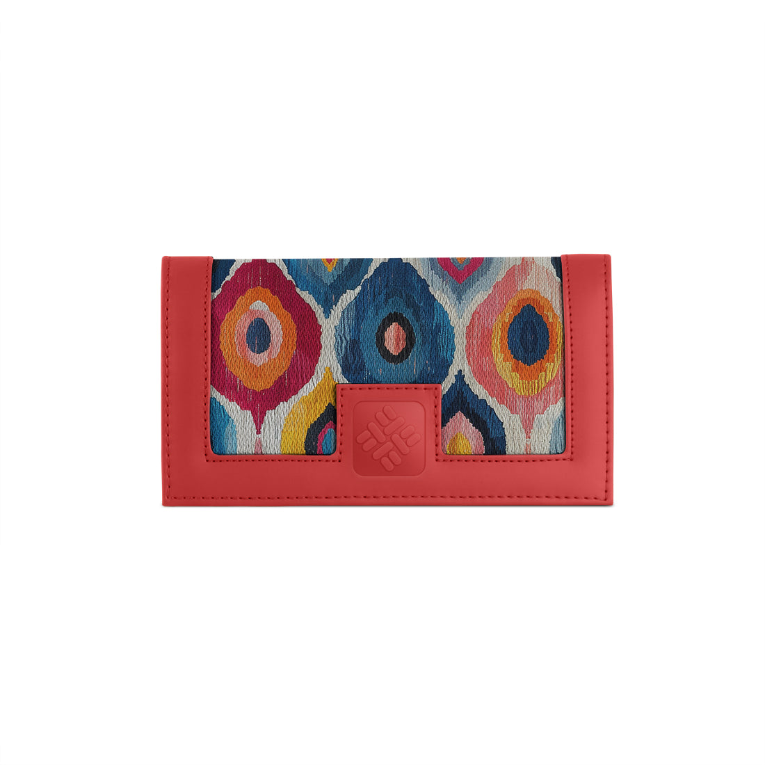 Red Sleek Elegance Fold Wallet Vibrant Abstract Ikat Pattern