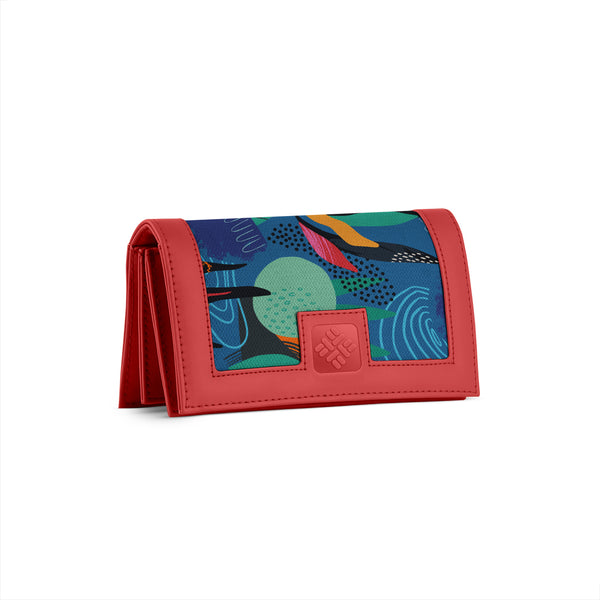 Red Sleek Elegance Fold Wallet with Abstract Cosmic Flow - 1