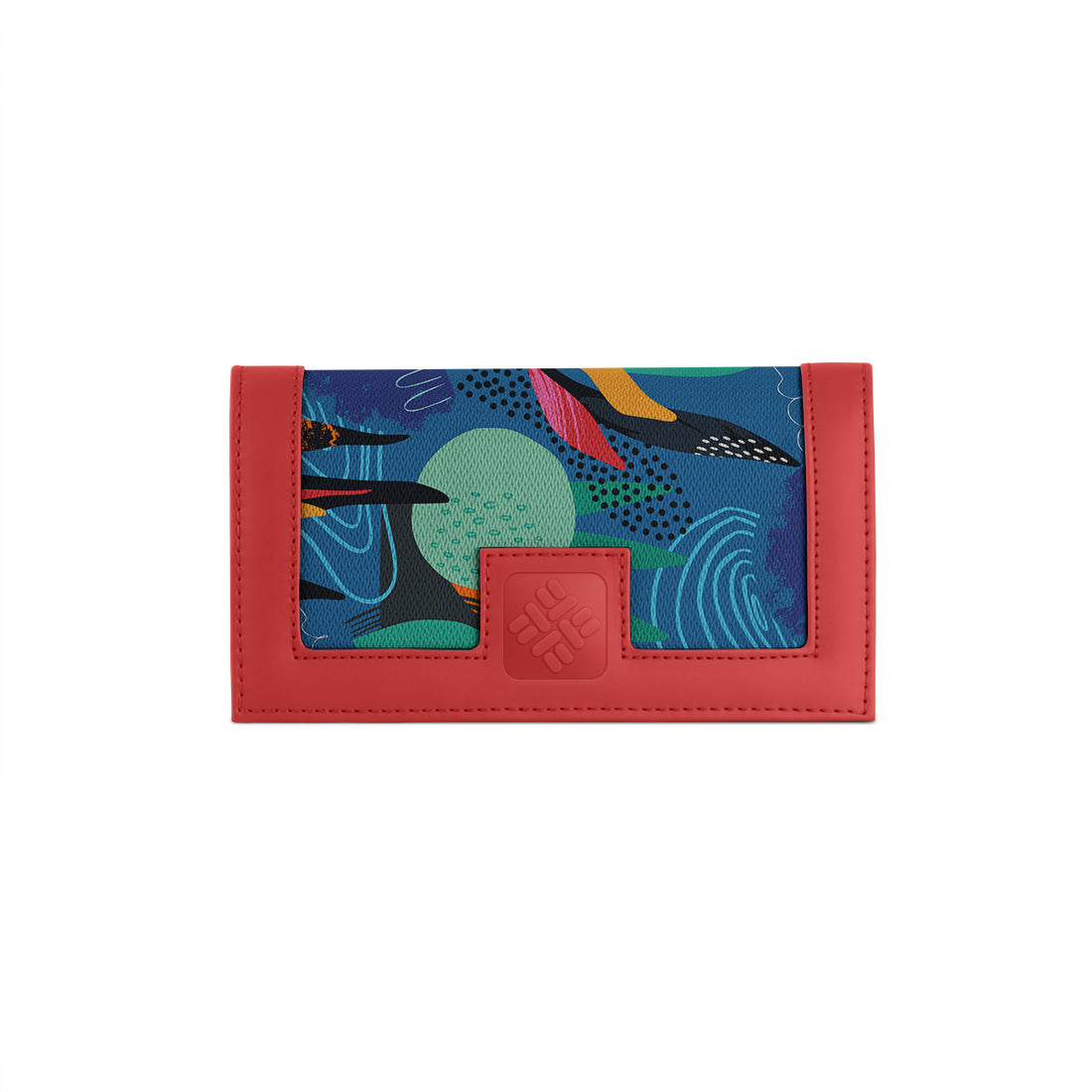 Red Sleek Elegance Fold Wallet with Abstract Cosmic Flow