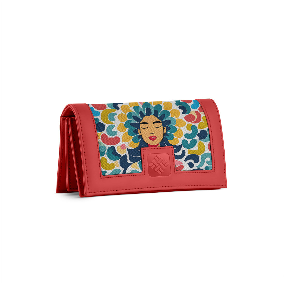 Red Sleek Elegance Wallet Featuring Vibrant Afro-Muse Artwork