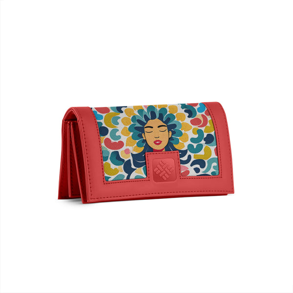 Red Sleek Elegance Wallet Featuring Vibrant Afro-Muse Artwork - 1
