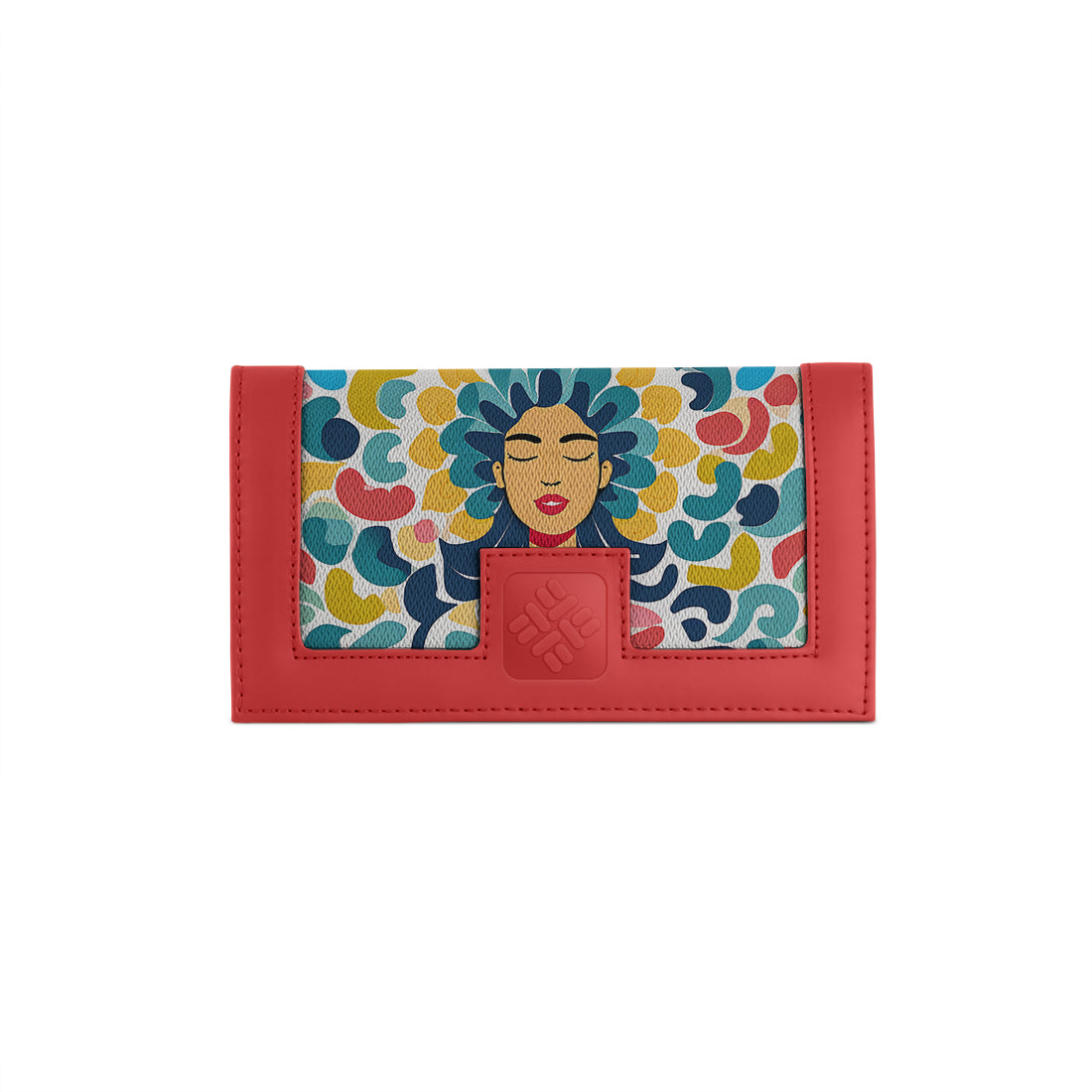 Red Sleek Elegance Wallet Featuring Vibrant Afro-Muse Artwork
