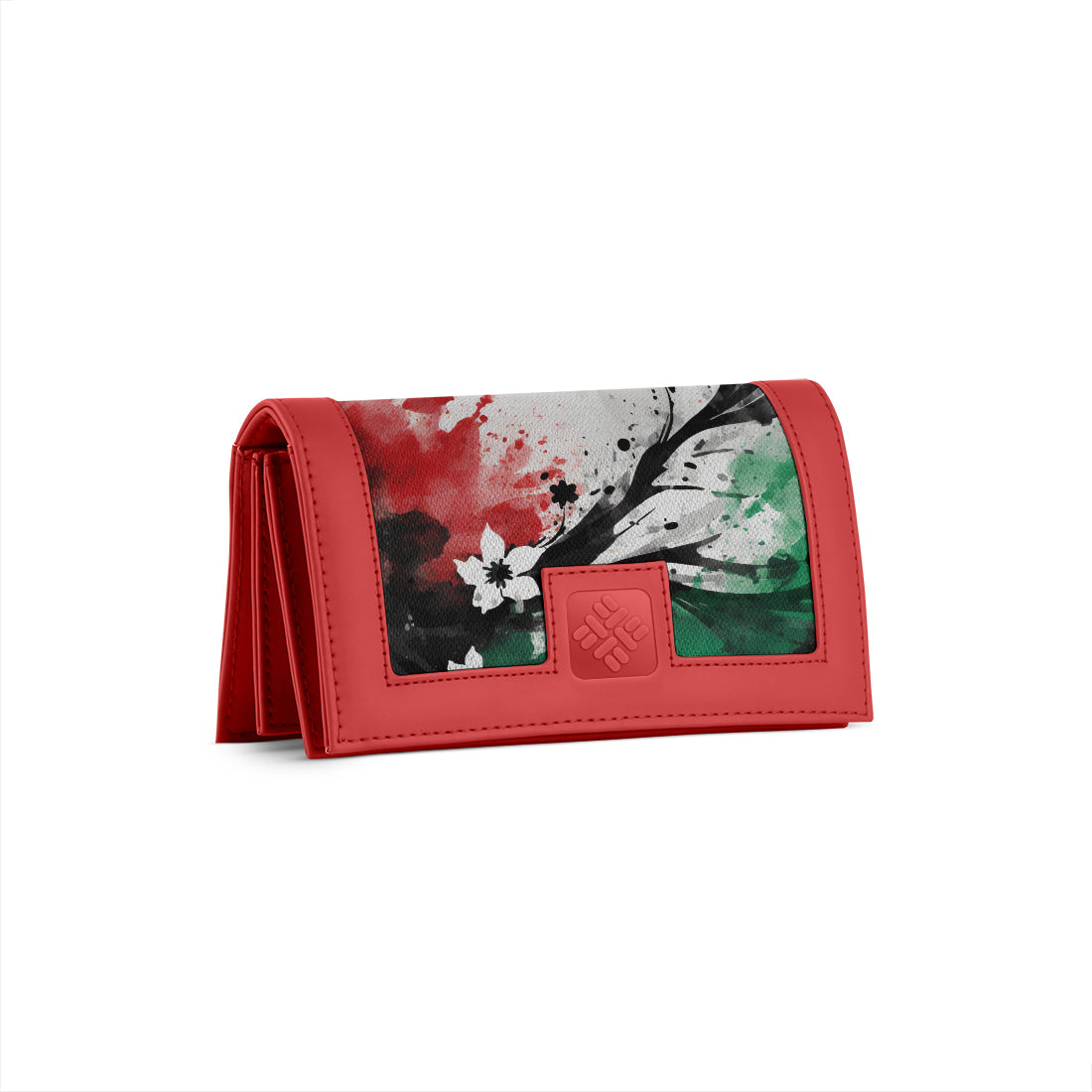 Red Sleek Elegance Wallet with Cherry Blossom Serenity