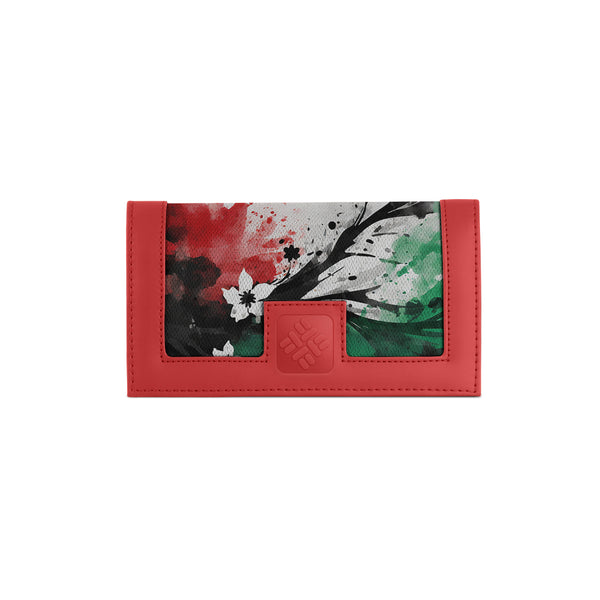 Red Sleek Elegance Wallet with Cherry Blossom Serenity