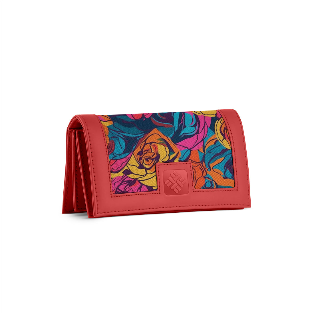Red Sleek Elegance Wallet with Kaleidoscopic Rose Fantasy