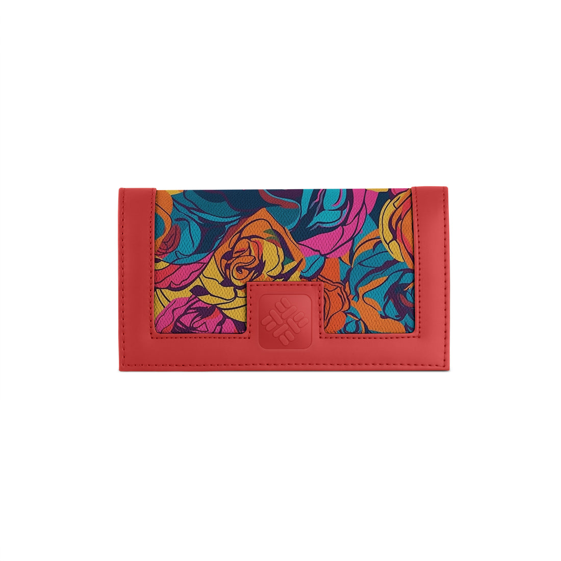 Red Sleek Elegance Wallet with Kaleidoscopic Rose Fantasy