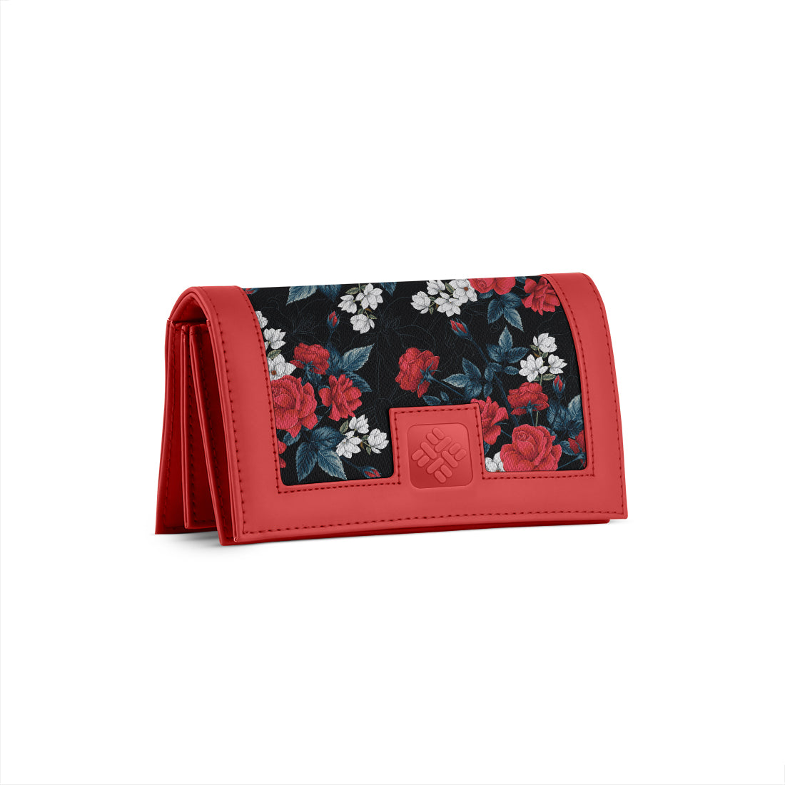 Red Sleek Elegance Wallet with Romantic Floral Symphony