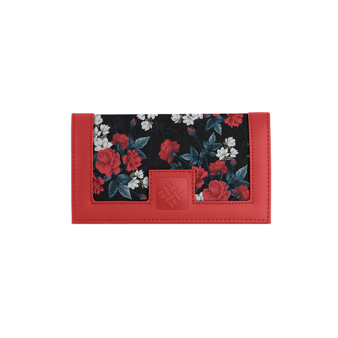 Red Sleek Elegance Wallet with Romantic Floral Symphony