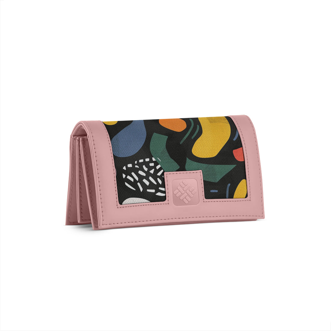 Rose Sleek Elegance Fold Wallet Featuring Bold Geometric Pops