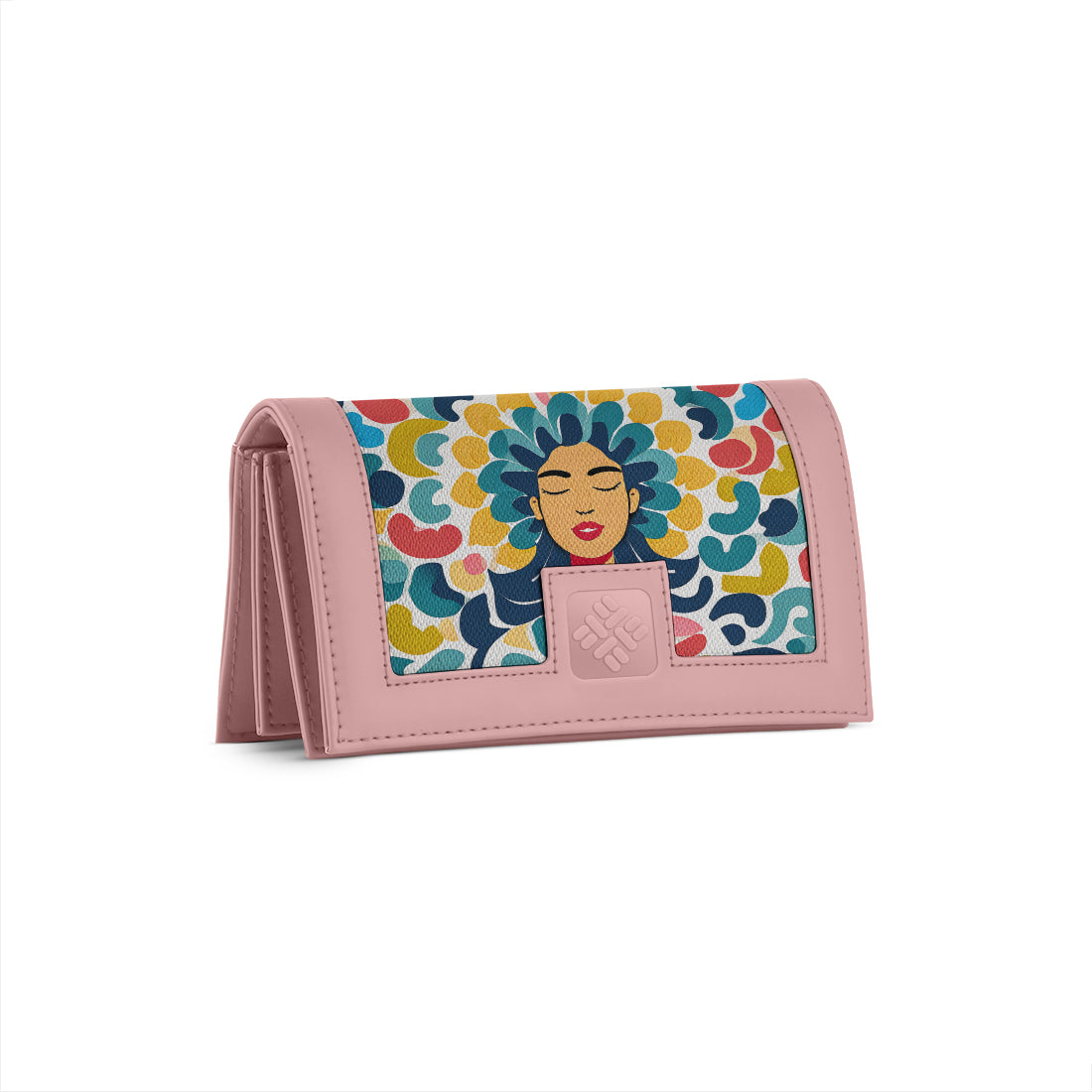 Rose Sleek Elegance Fold Wallet Featuring Vibrant Afro-Muse Artwork