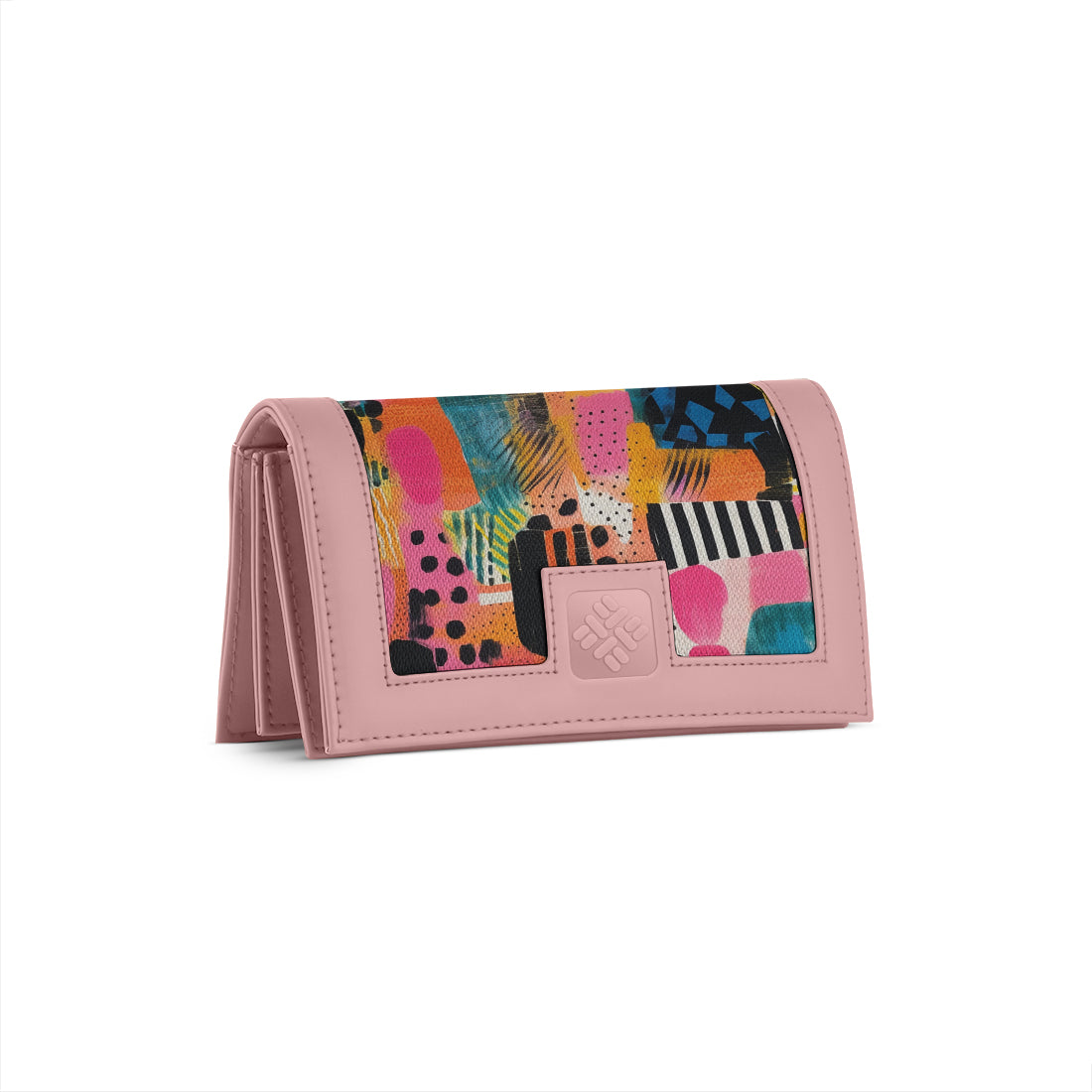Rose Sleek Elegance Fold Wallet in Whimsical Patchwork Delight
