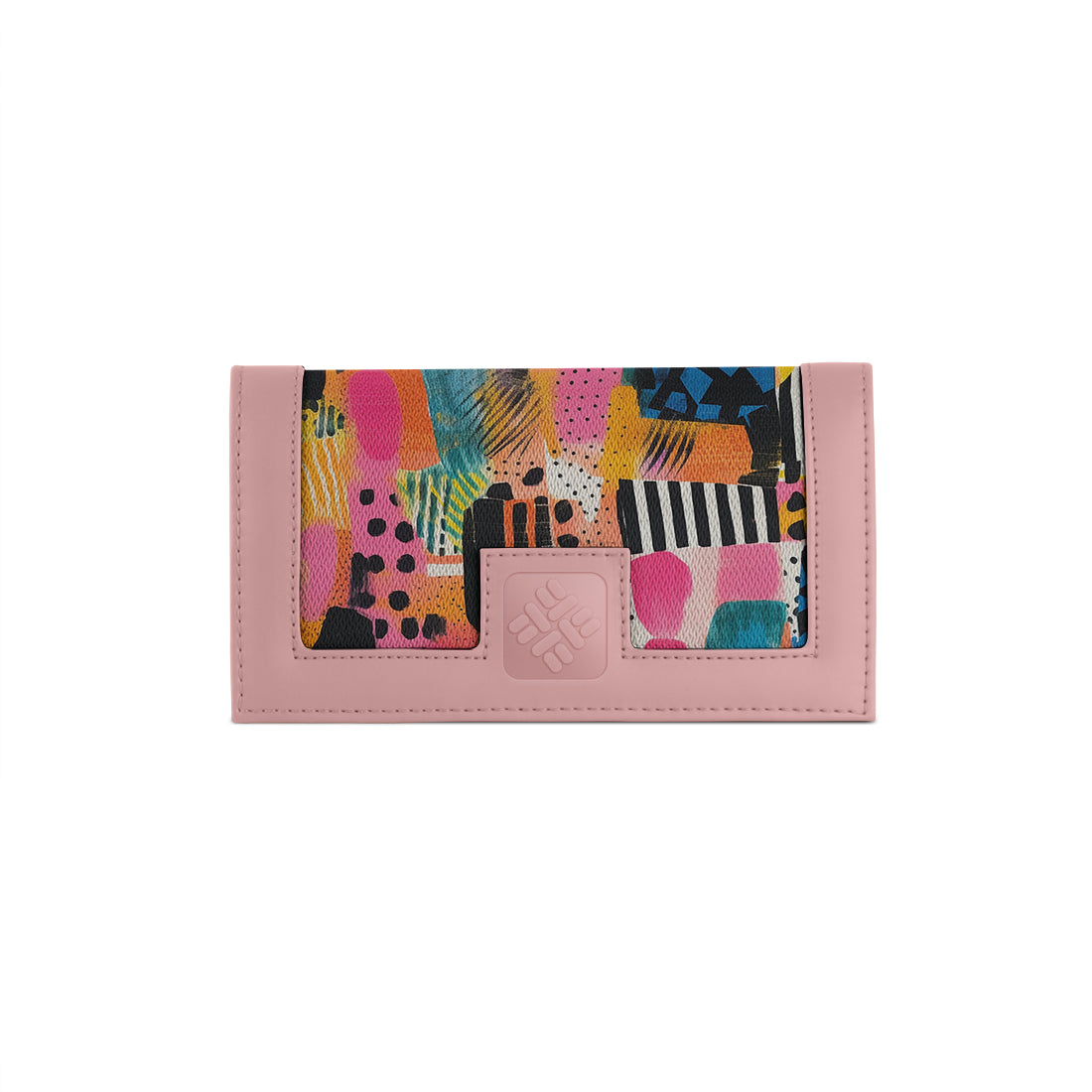 Rose Sleek Elegance Fold Wallet in Whimsical Patchwork Delight