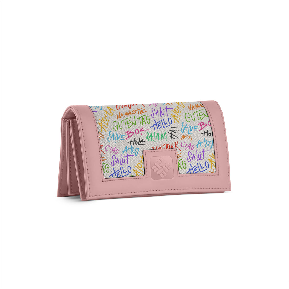 Rose Sleek Elegance Wallet with Multilingual Hello Charm