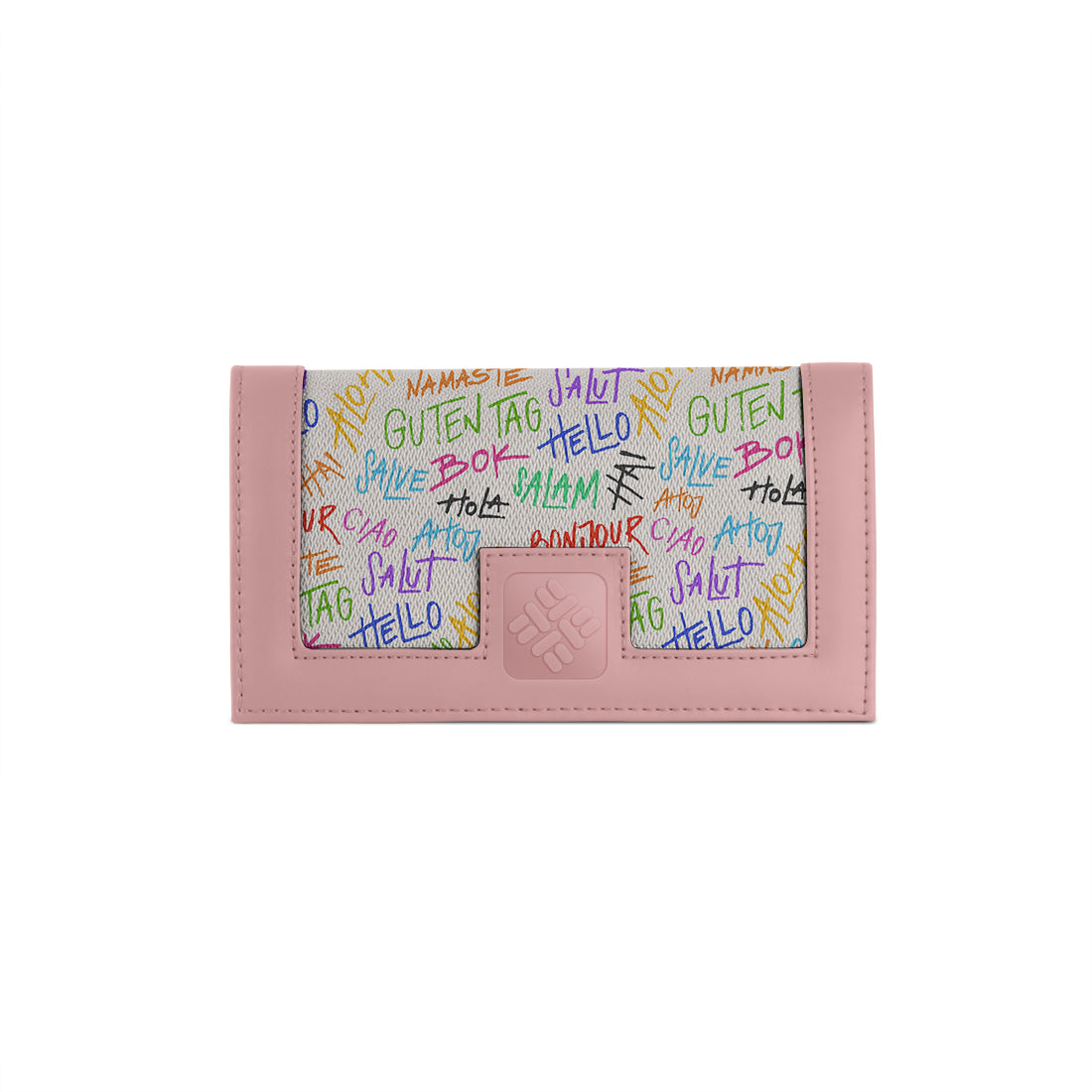 Rose Sleek Elegance Wallet with Multilingual Hello Charm