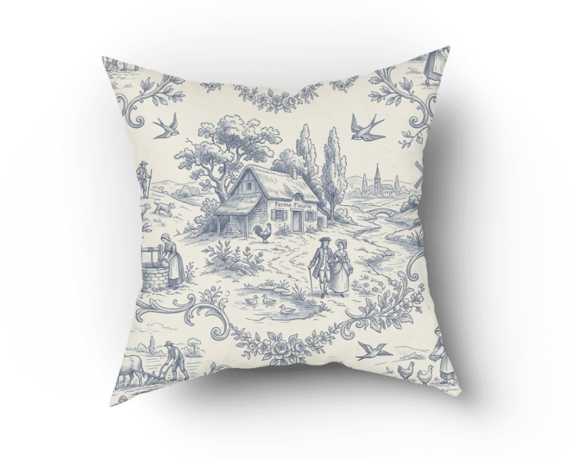 Decorative Pillow Toile de Jouy French Country Pattern - 1
