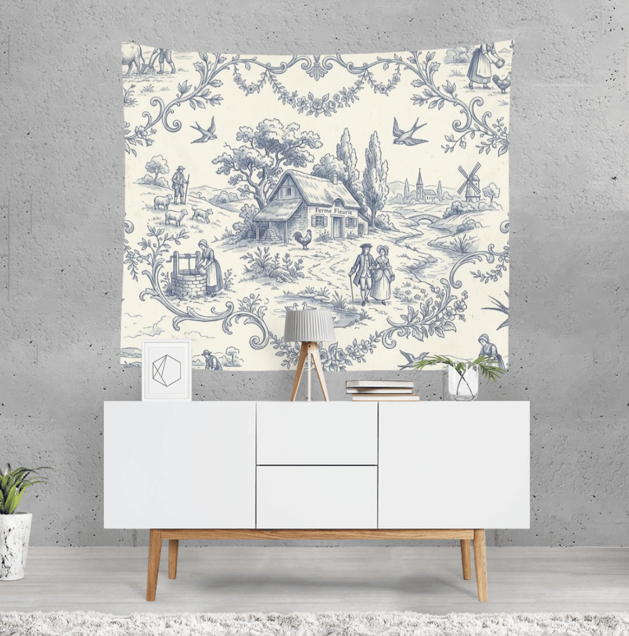 Wall Tasperty Toile de Jouy French Country Pattern