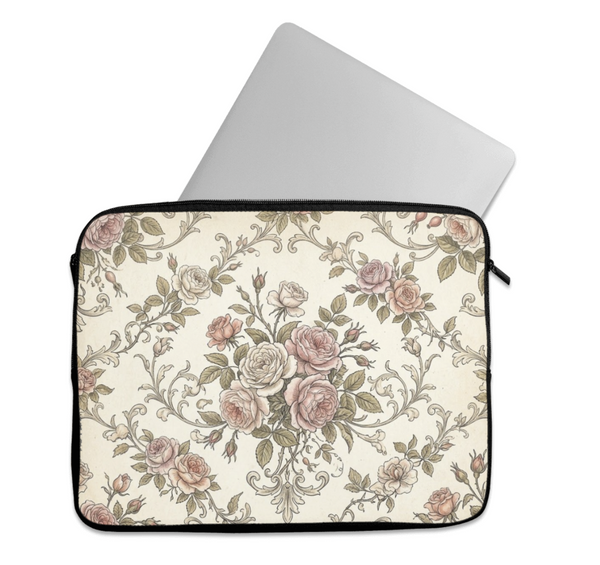 Laptop Sleeve Vintage Victorian Rose Floral Shabby Chic - 1