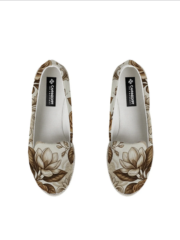 Nook Espadrille – Vintage Floral Rose Botanical Brown Cottagecore - 1