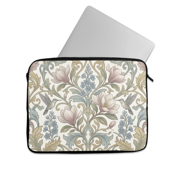 Laptop Sleeve Aesthetic Vintage Floral Hummingbird Art Nouveau - 1