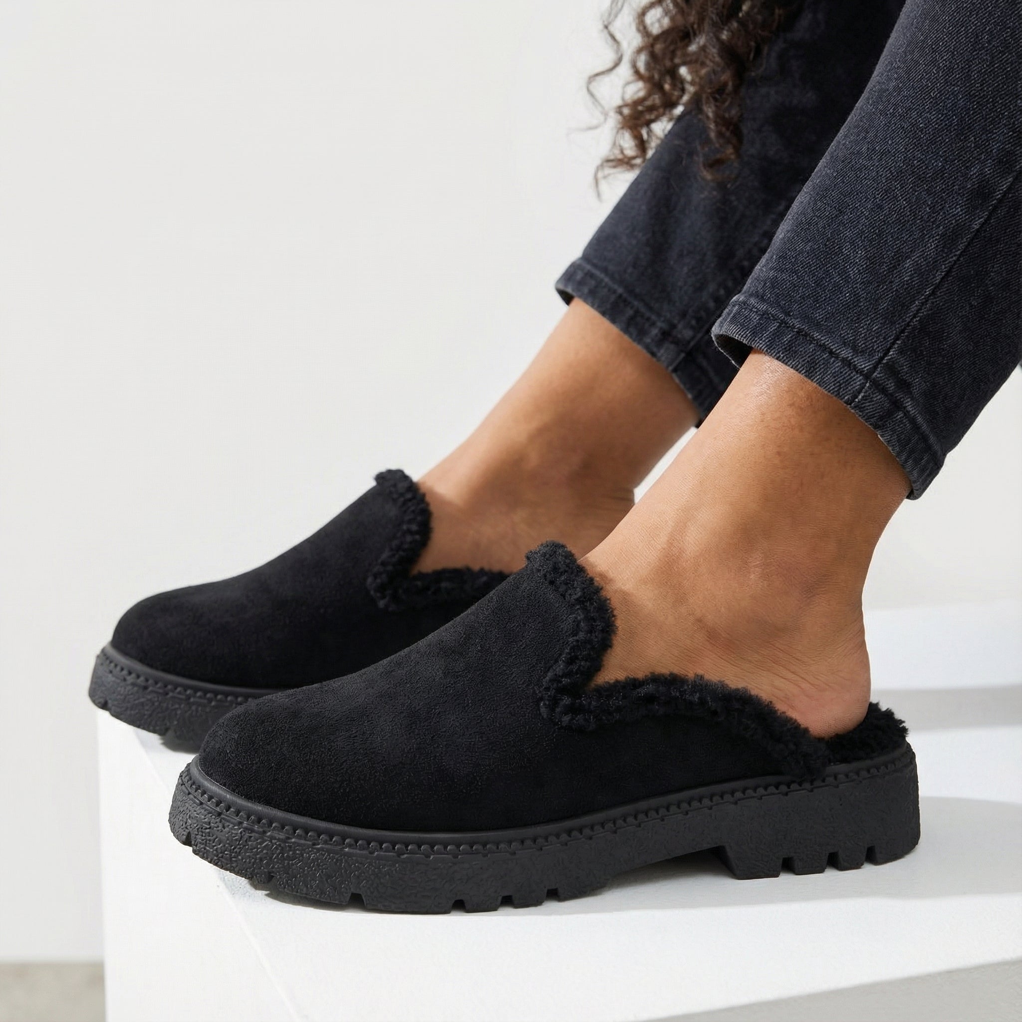 Black Cozy Stroll Mules – Slip Into Comfort