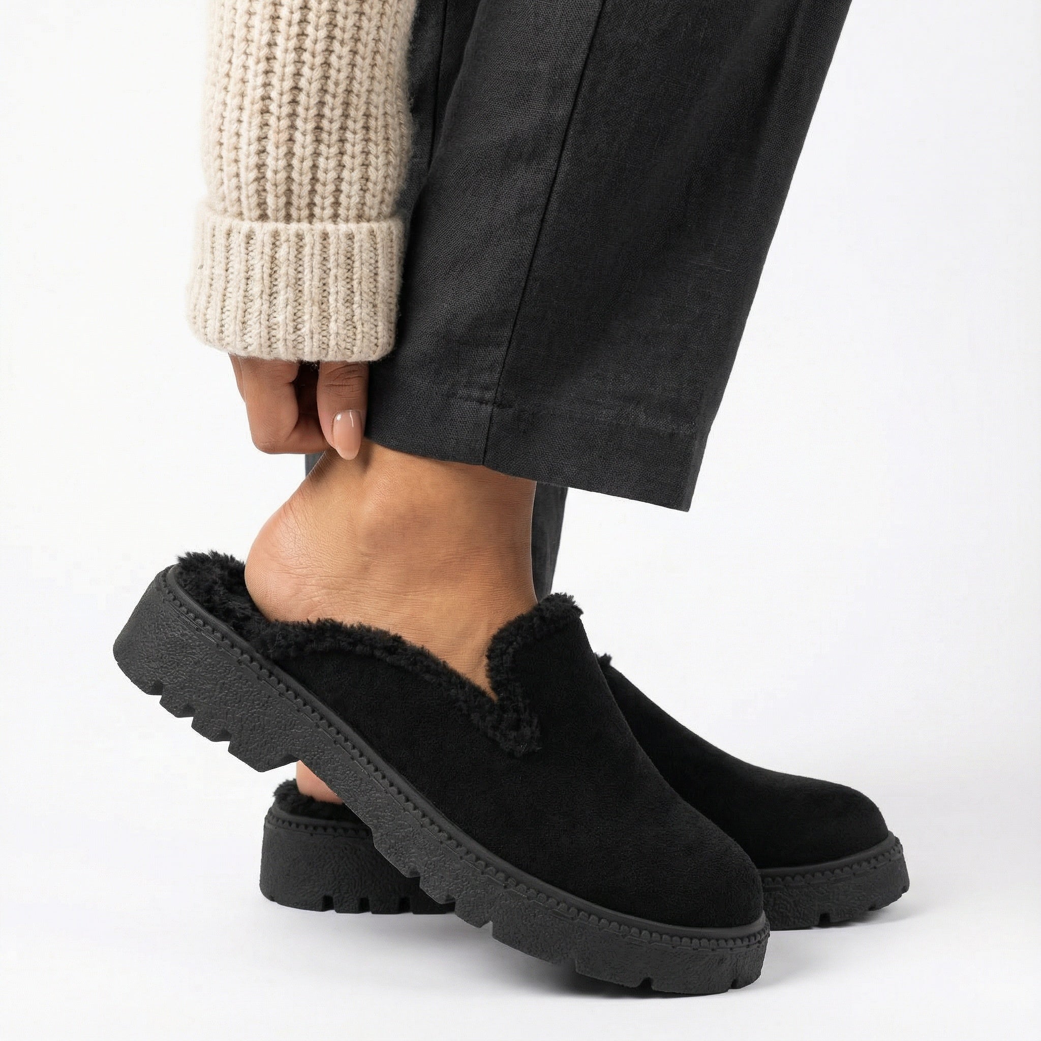 Black Cozy Stroll Mules – Slip Into Comfort