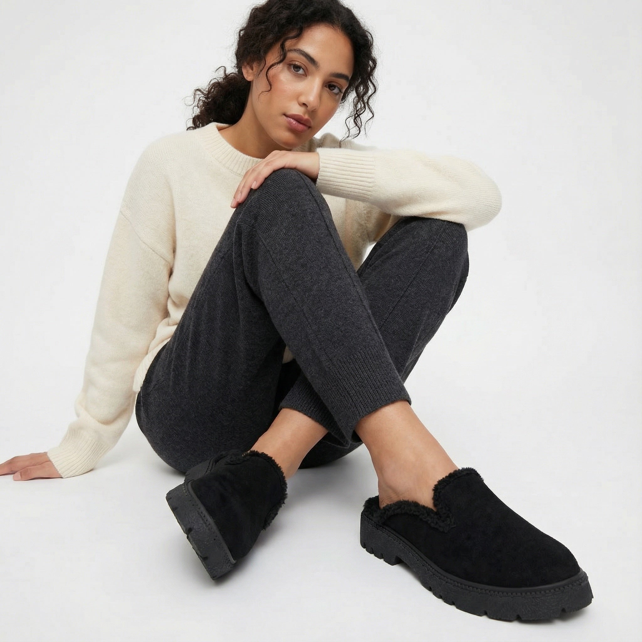 Black Cozy Stroll Mules – Slip Into Comfort