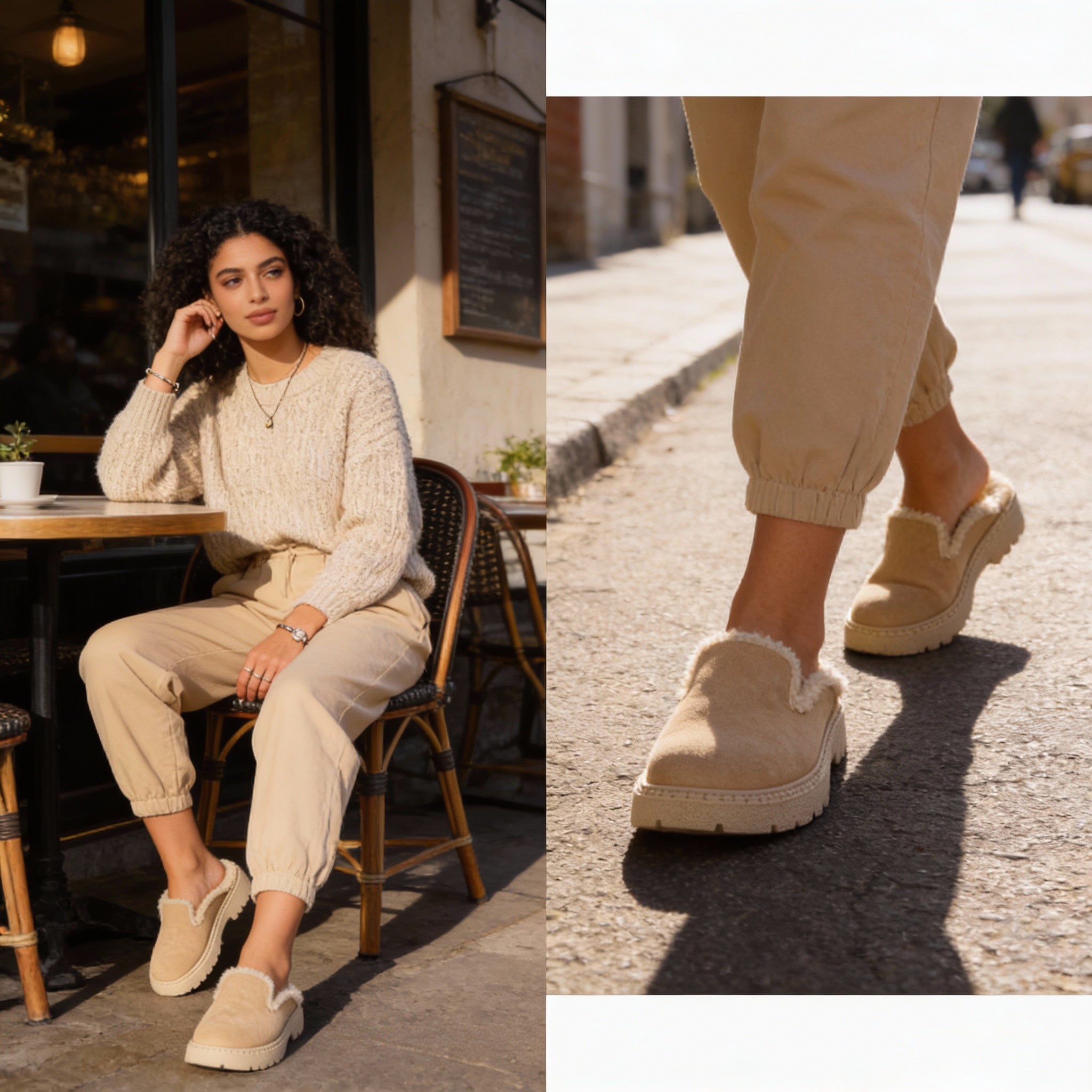 Beige Cozy Stroll Mules – Slip Into Comfort