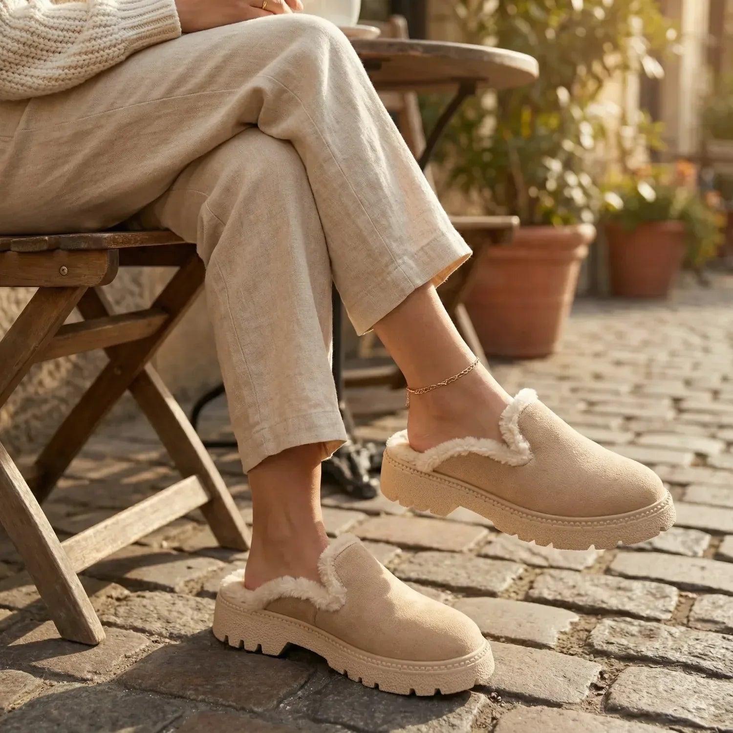 Beige Cozy Stroll Mules – Slip Into Comfort - 3