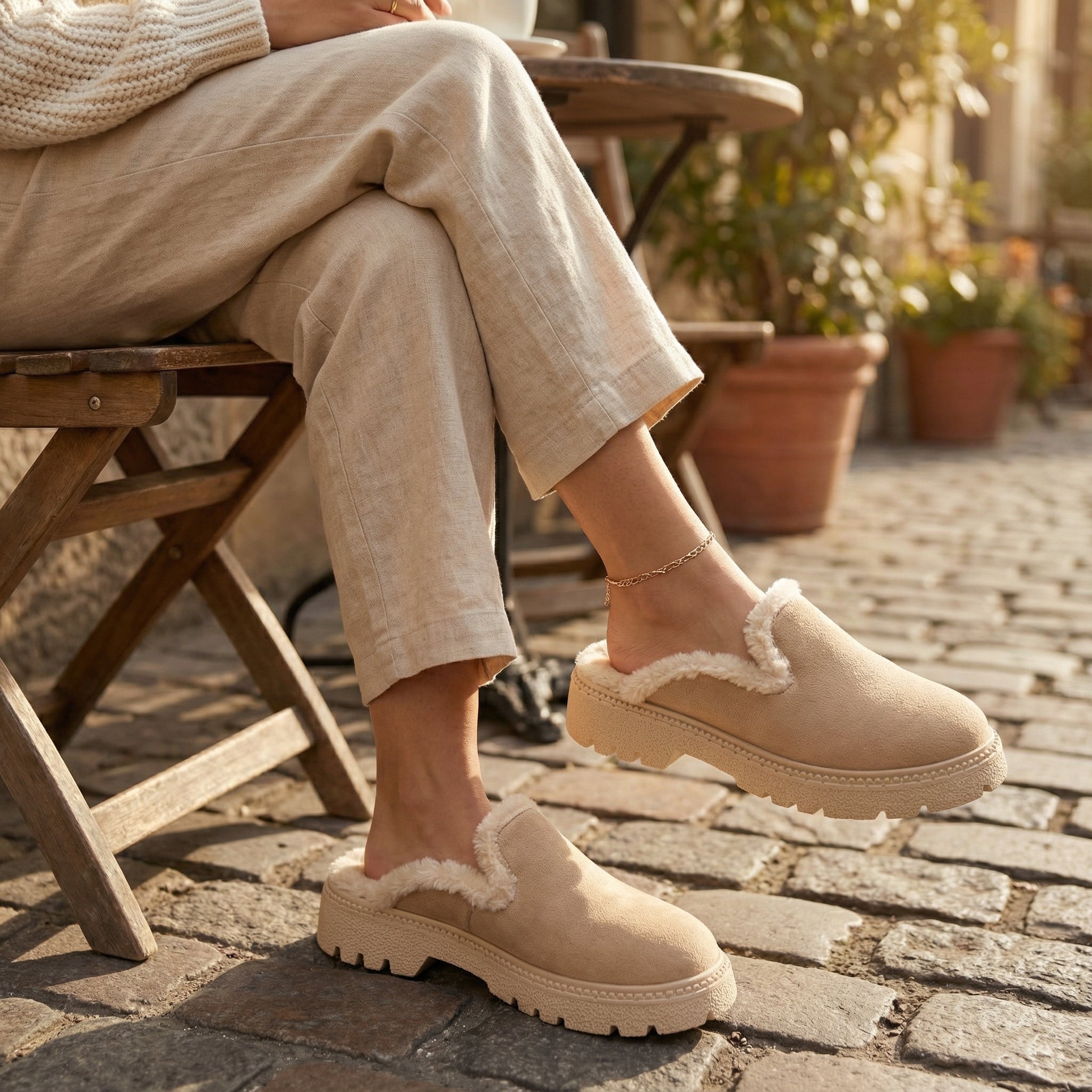 Beige Cozy Stroll Mules – Slip Into Comfort