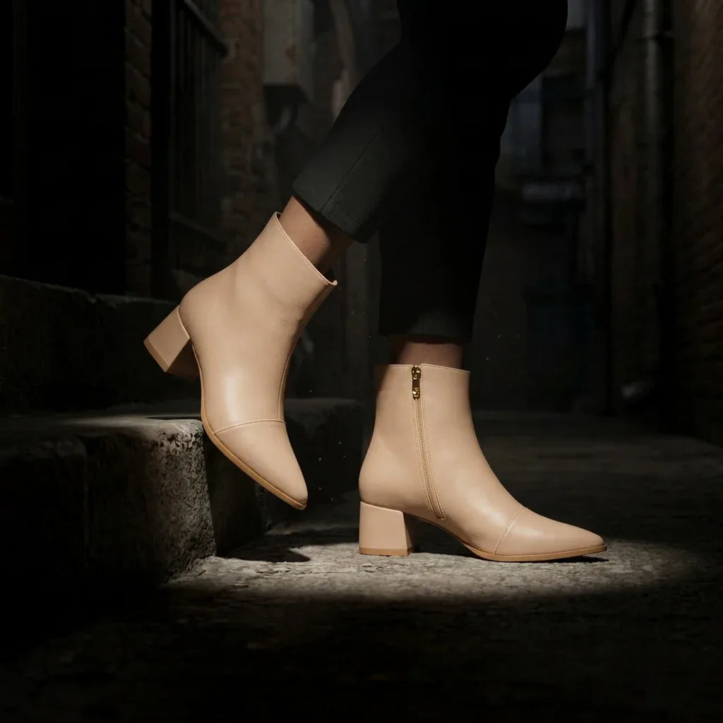 Beige Urban Muse Ankle Boots – Bold Steps, Effortless Style