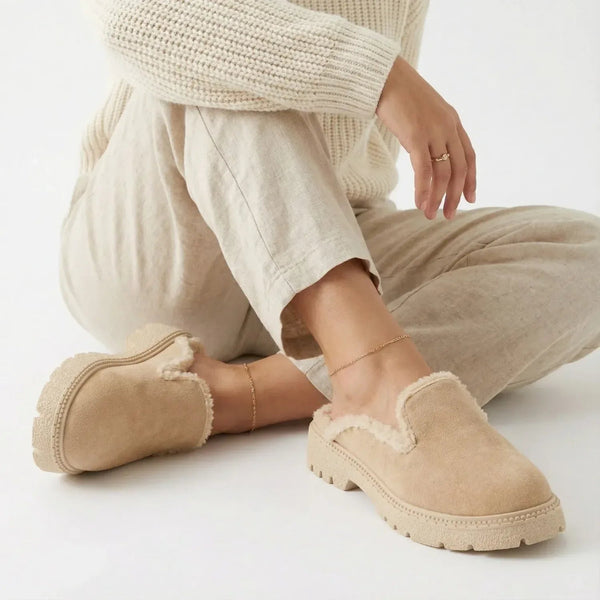 Beige Cozy Stroll Mules – Slip Into Comfort - 1