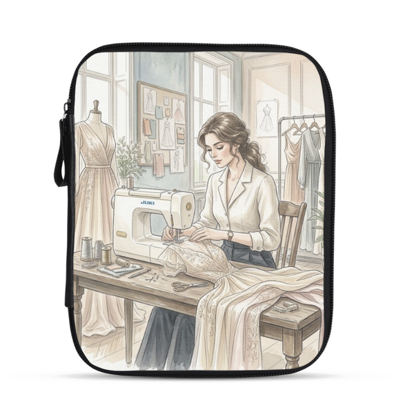 Tablet Sleeve - Vintage Fashion Designer Sewing Aesthetic Watercolor Illustration - 1