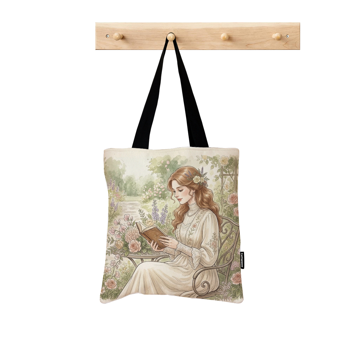 Tote Bag - Vintage Lady Reading Woman