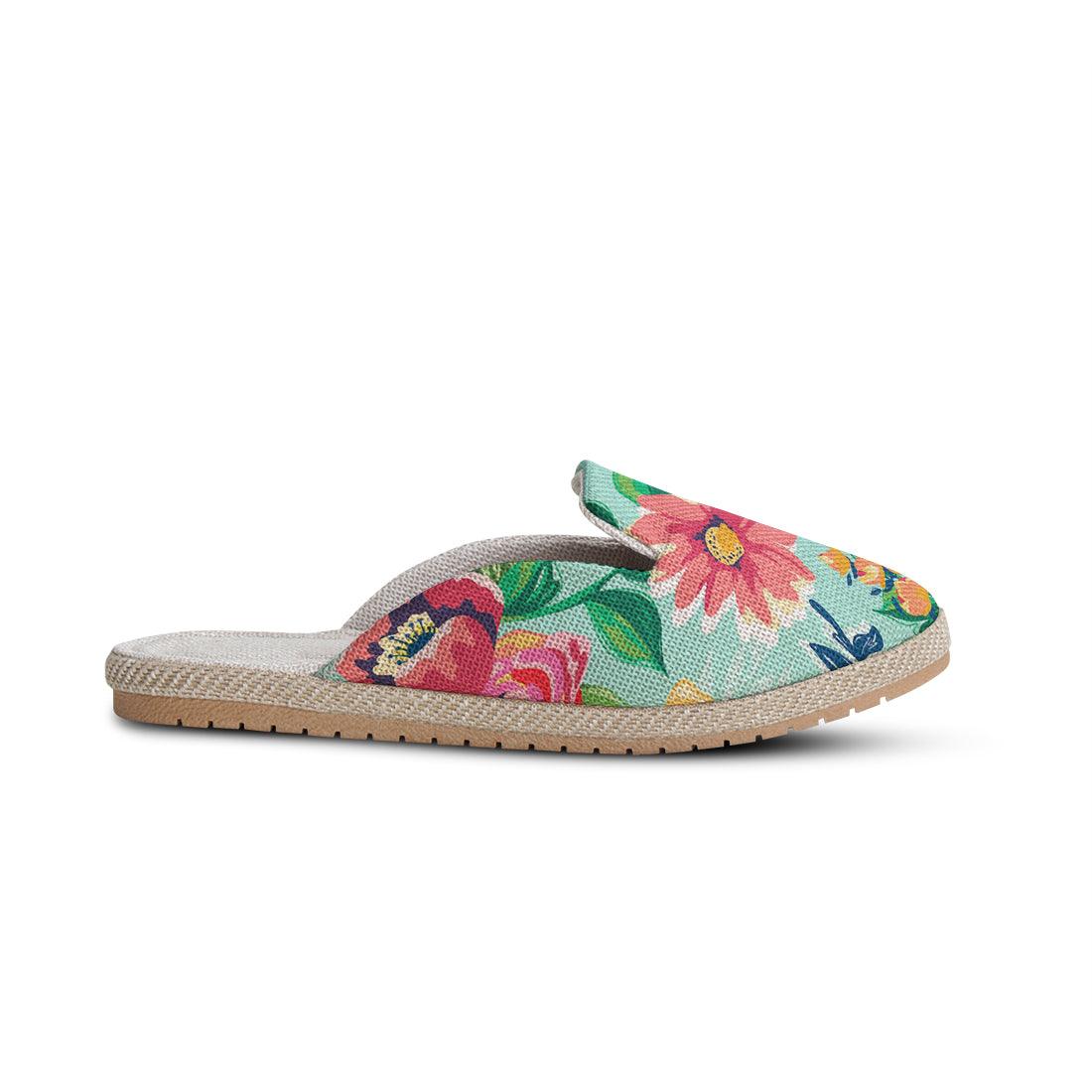 Voyage Mules Cyan Floral - CANVAEGYPT