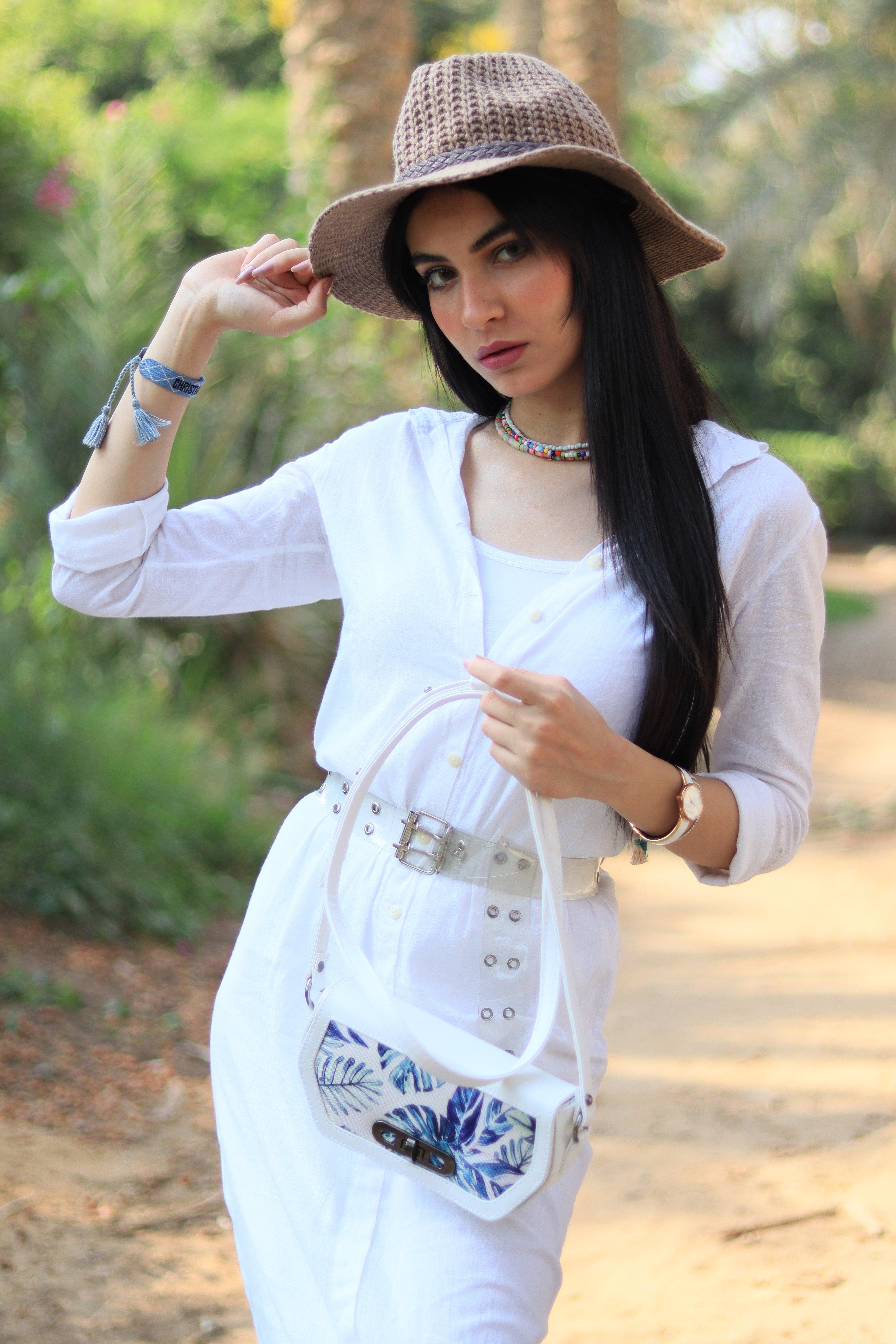 White Swag Crossbody Watercolor tropical - CANVAEGYPT